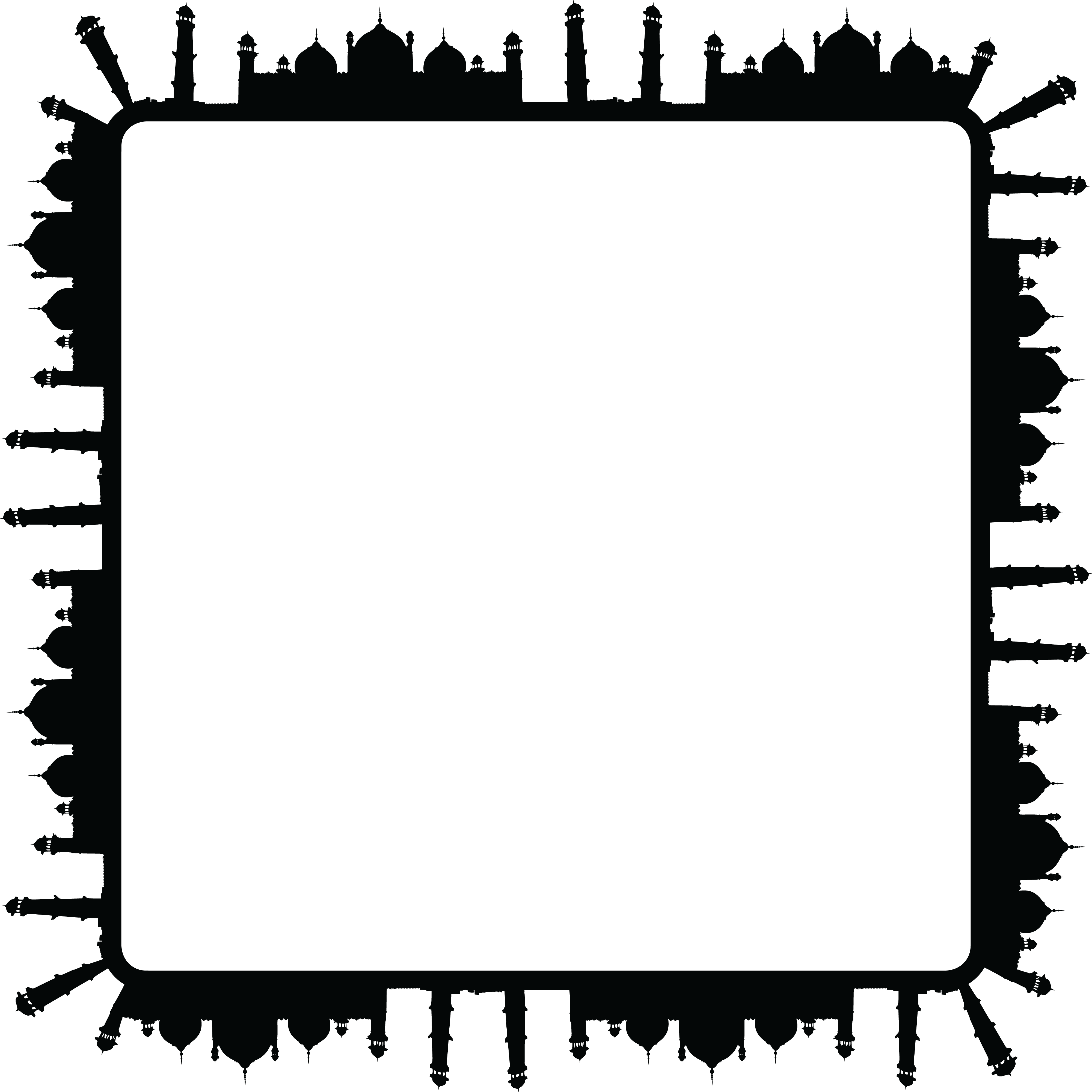 Free Clipart Of A Square Frame Of Mosques In Black - Mosque Frames (4000x4000)
