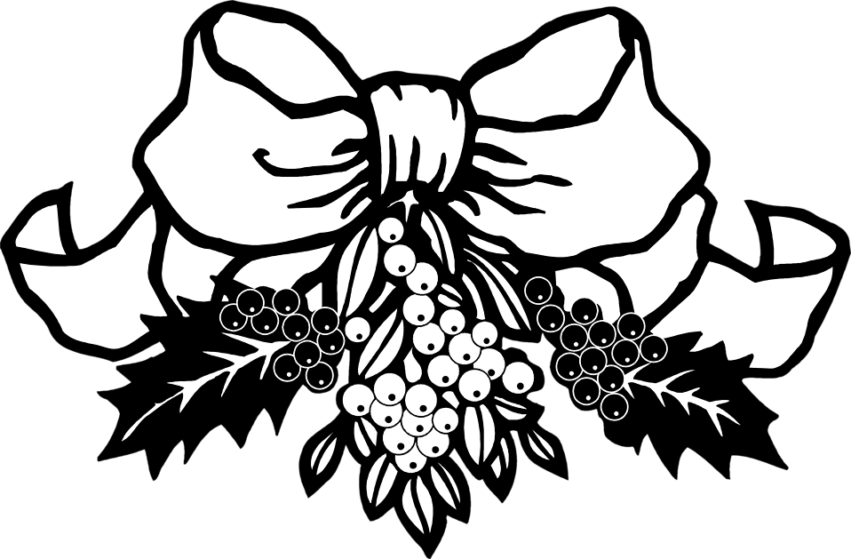 Holly Leaves Clipart Black And White - Holly Leaves Black And White (958x629)