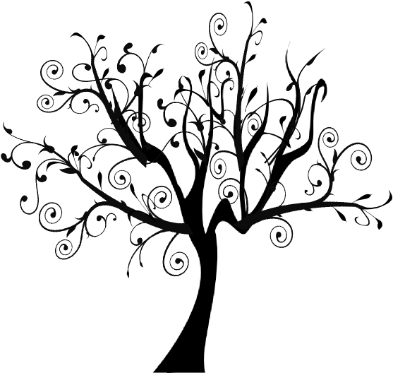 Swirly Tree Clipart - Bare Tree Black And White Clipart (600x533)