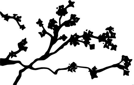 Cherry Blossom Cliparts - Cherry Blossom Black And White Png (448x286)