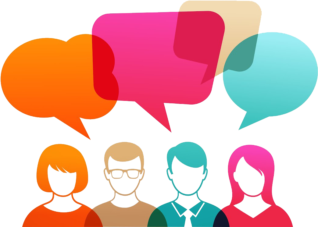 Speech Bubbles Different Colours W People Conversation - Pop Culture Social Media (1118x822)