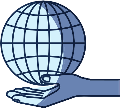 Blue Color Silhouette Shading Of Hand Palm Giving A - World Lines Vector (550x550)