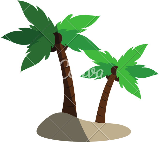 Island With Palm Trees Icon Image - Vector Graphics (800x800)