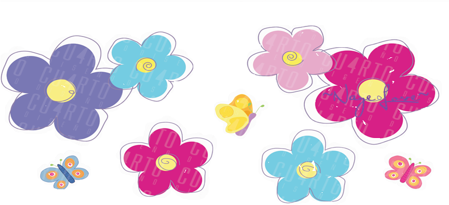 Flores En Caricatura Png - Flores De Colores Dibujo Png (884x442)