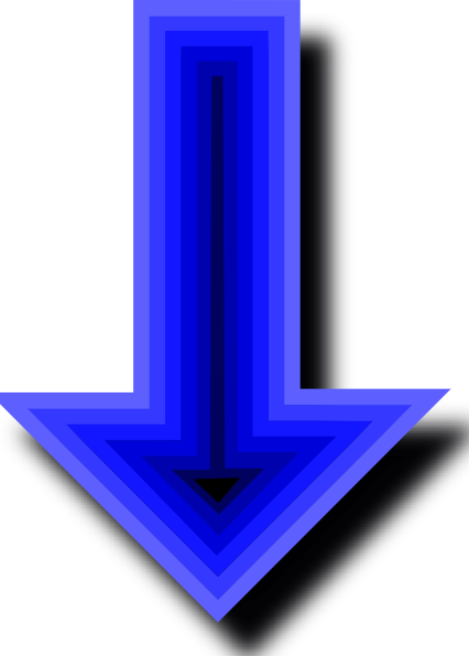 Free Arrow Vector Art - Blue Arrow Pointing Down (426x595)