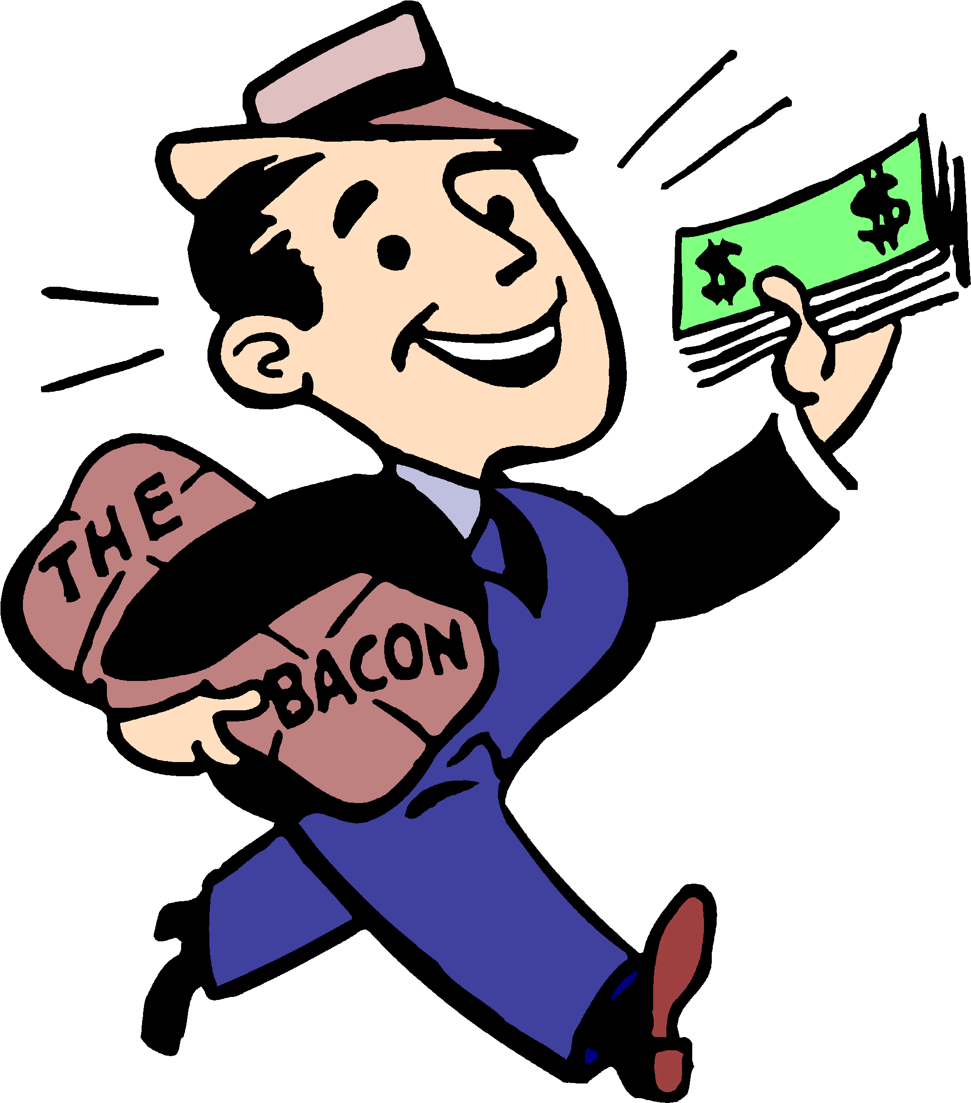 Cartoon Man With Suit And Cash - Bring Home The Bacon (2000x2278)