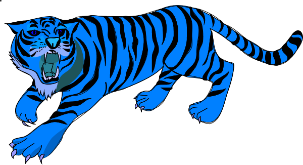 Blue Tiger Clipart - Tiger In Blue Color (600x326)