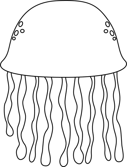 Black And White Black And White Jellyfish - Black And White Jelly Fish Clip Art (420x550)
