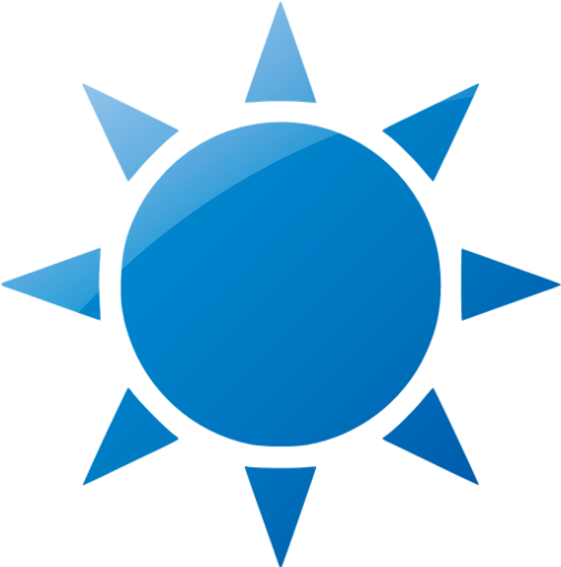 Web 2 Blue Sun 3 Icon - Black And White Sun Png (512x512)