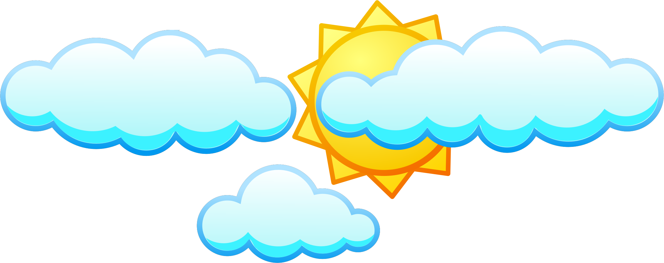 Clipart - Sun And Clouds Png (2282x906)