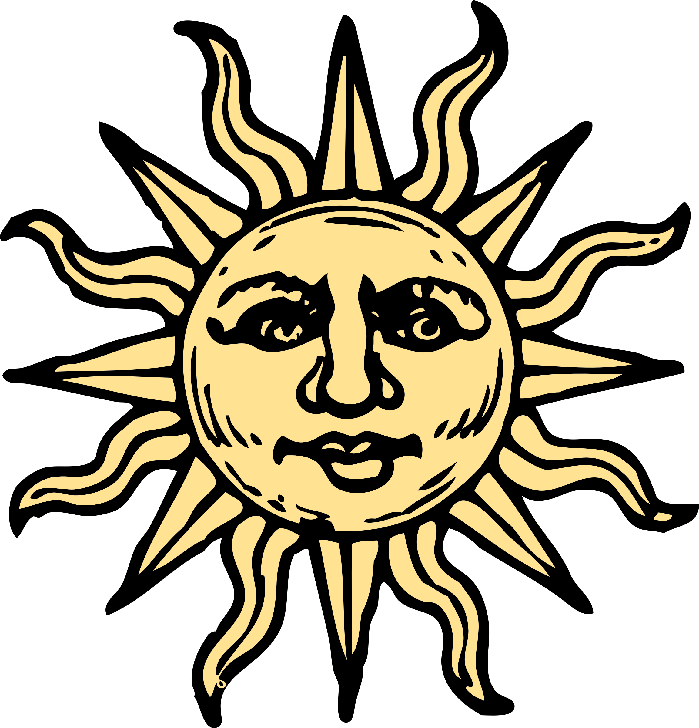 Vintage Sun Cliparts - Sun With A Face (2306x2400)