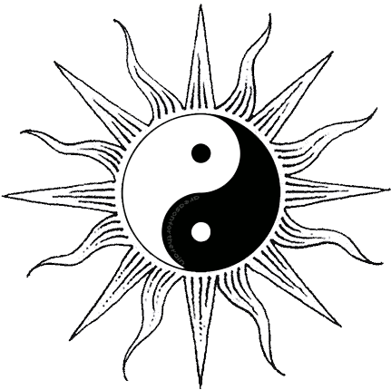 Sun Drawing Clipart - Yin And Yang Sun (450x442)