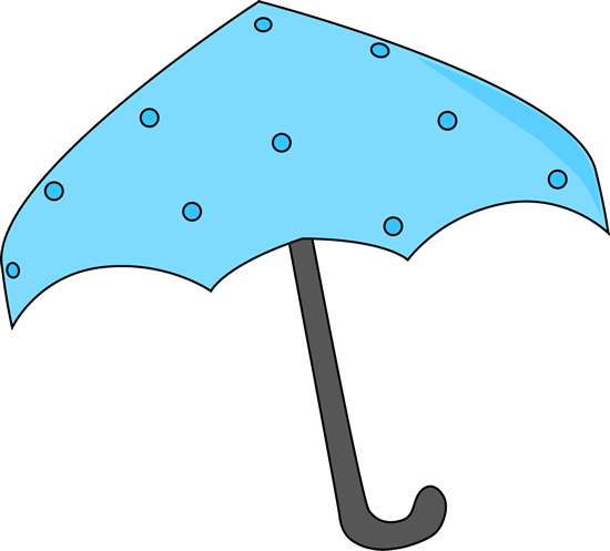 Blue Polka Dot Umbrella - Polka Dot Umbrella Clipart (550x497)