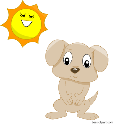 Cute Dog And Sun Free Clipart - Puppy (450x450)