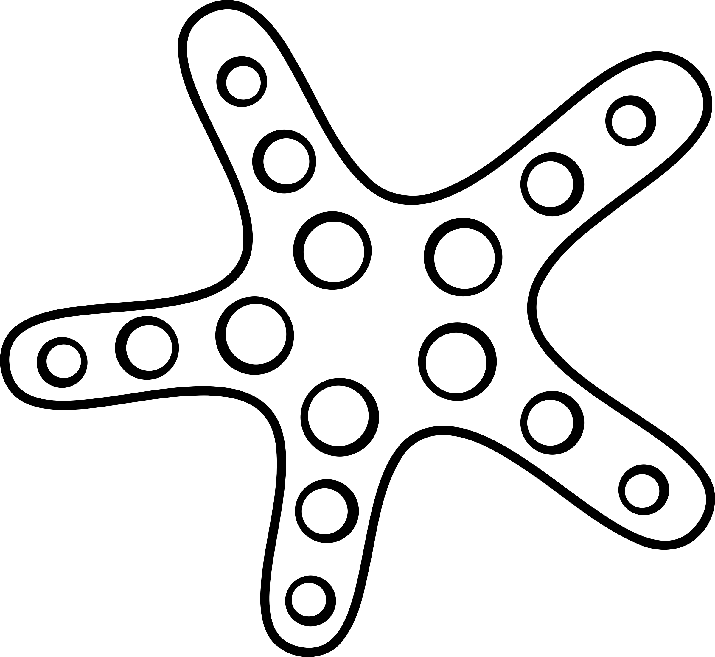 White Starfish - Star Fish Cartoon Black And White (2400x2206)
