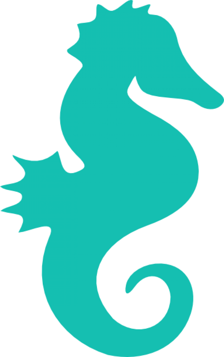 Raccoon Clipart - Blue Seahorse Silhouette (728x1162)