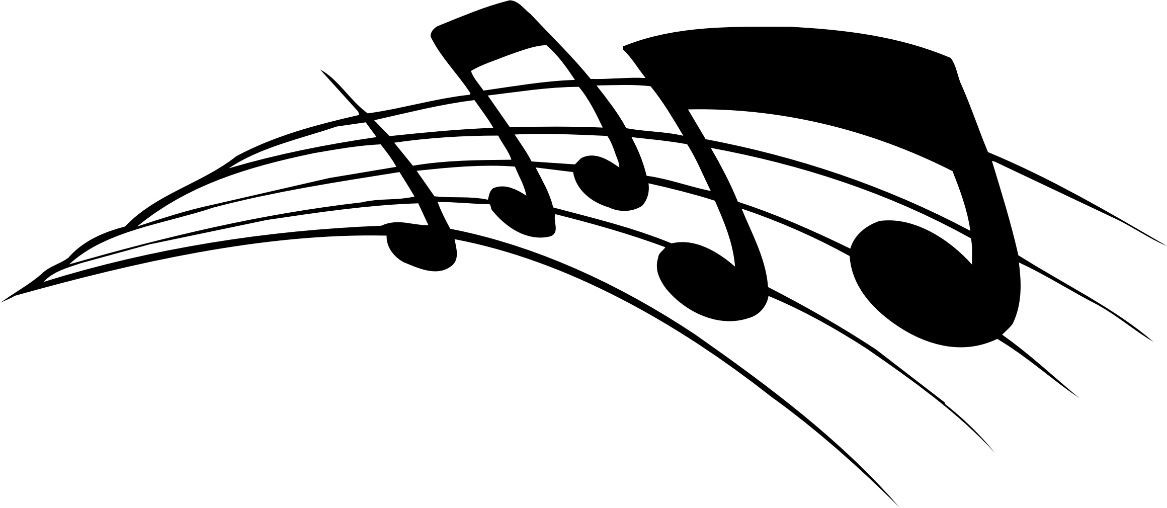 Music Staff Clipart Raseone Music Notes - Music Sound Png (2320x1010)