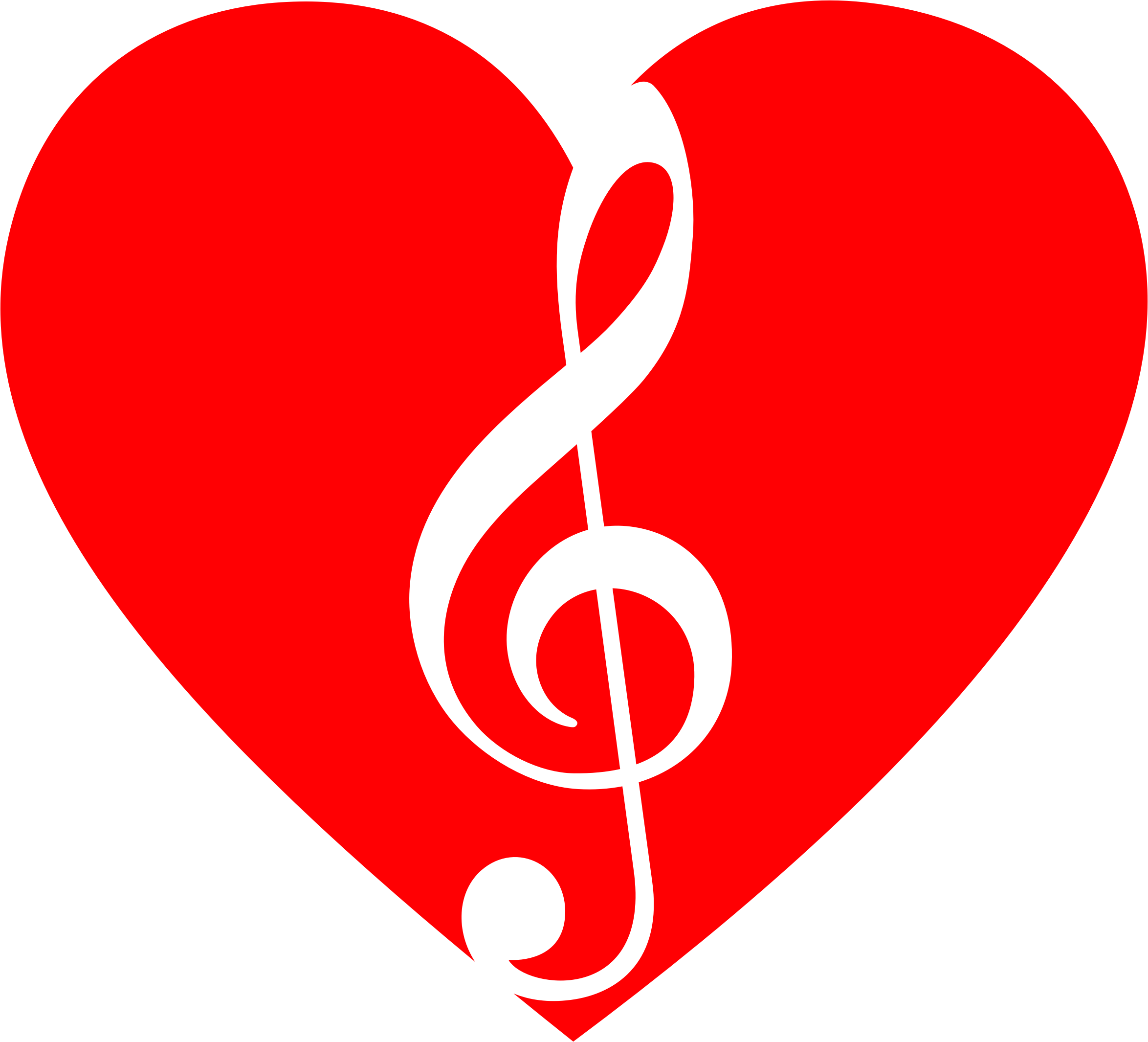 Music Notes Clipart Red Heart - Musical Heart (2348x2130)
