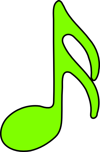 Sixteenth Note Lime Green Clip Art - Music Note Bright Green (390x591)