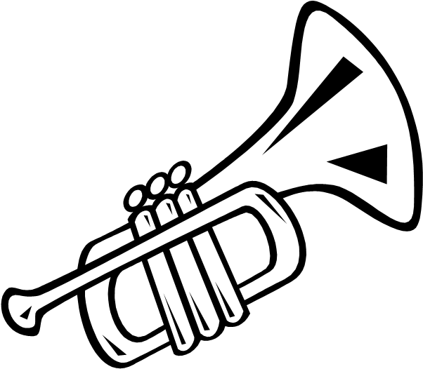 Trumpet Clip Art Clipartfest - Trumpet Black And White (606x559)