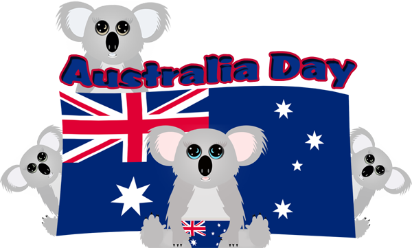 Koala With Australia Flag (600x361)