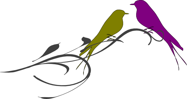 Love Birds On A Branch - Bird Silhouette (600x319)