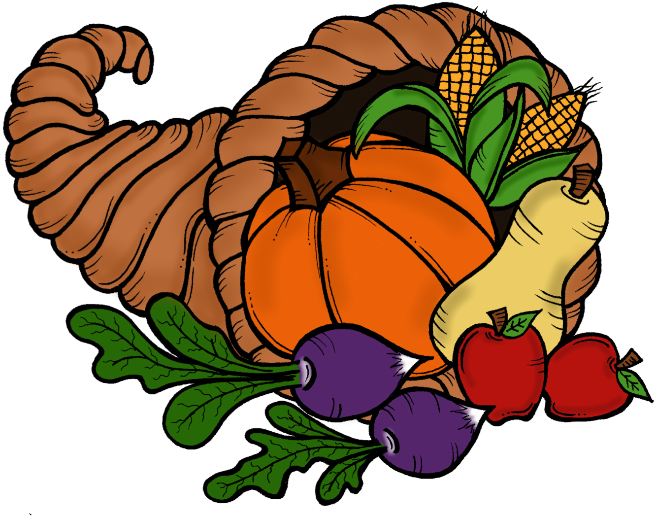Cornucopia Clip Art Free - Cornucopia (1356x1076)