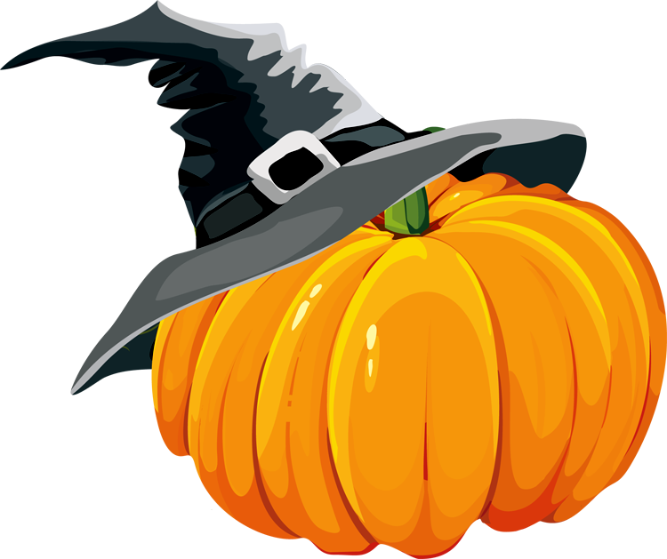 Samhain Halloween Cliparts - Pumpkin With A Hat (750x629)