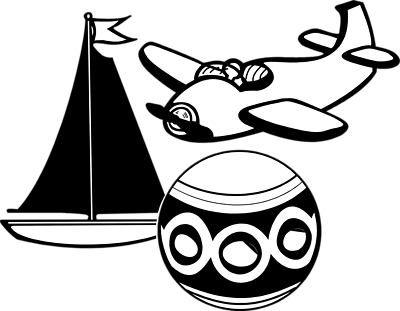 Toys Clipart Black White Images - Toy Clipart Black And White Png (400x311)