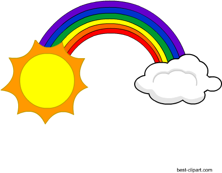 Sun, Cloud And Rainbow Free Clipart - Clip Art (450x450)