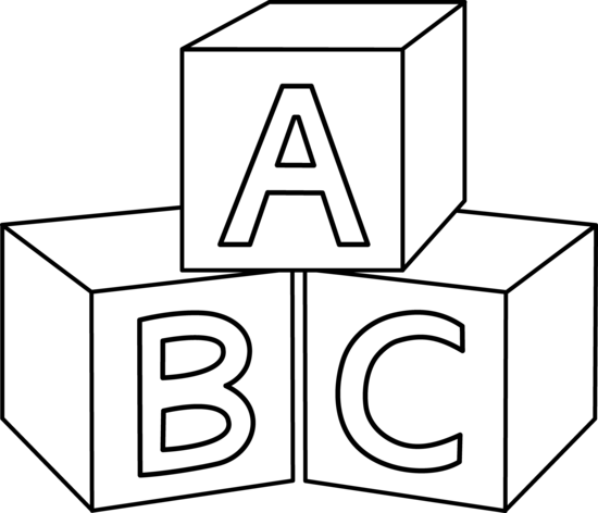Abc Blocks Stacked Love Toy Alphabet Clipart Free Clip - Abc Blocks Coloring Pages (550x472)