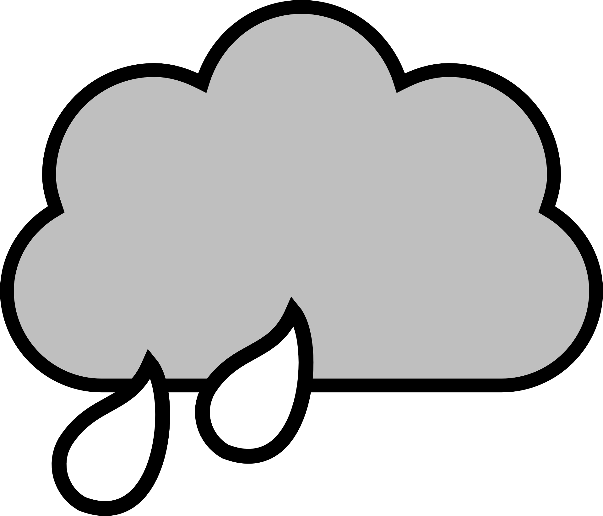Cloudy Clipart Black And White - Rain Cloud Clipart (1920x1644)