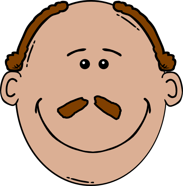 Bald Man Face With A Mustache Clip Art At Clker - Cartoon Man Face (588x599)