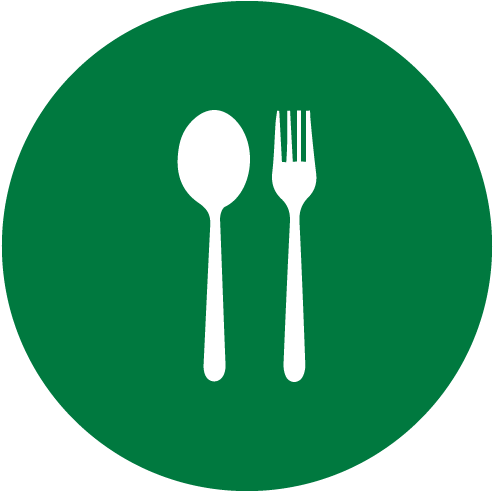 Green Background Spoon And Fork Clipart - Spoon And Fork Sign (500x500)