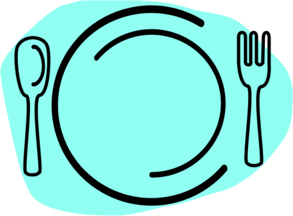 Dinner Plate With Spoon And Fork Vector Clip Art - Food Clipart (600x442)