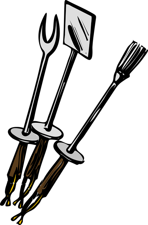 Barbecue Utensils Grill Fork Spatula Isolated - Grill Accessories Clip Art (474x720)