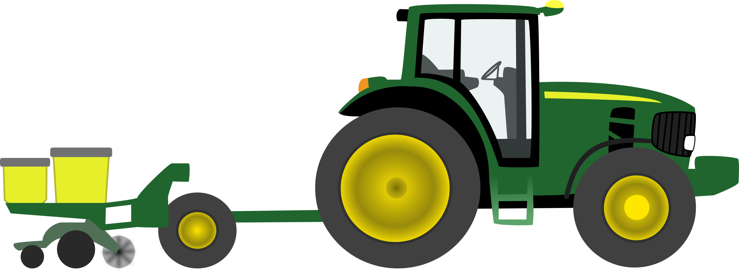 Green Tractor Clip Art John Deere Free Cliparts - Clipart Farm Tractor (2400x886)