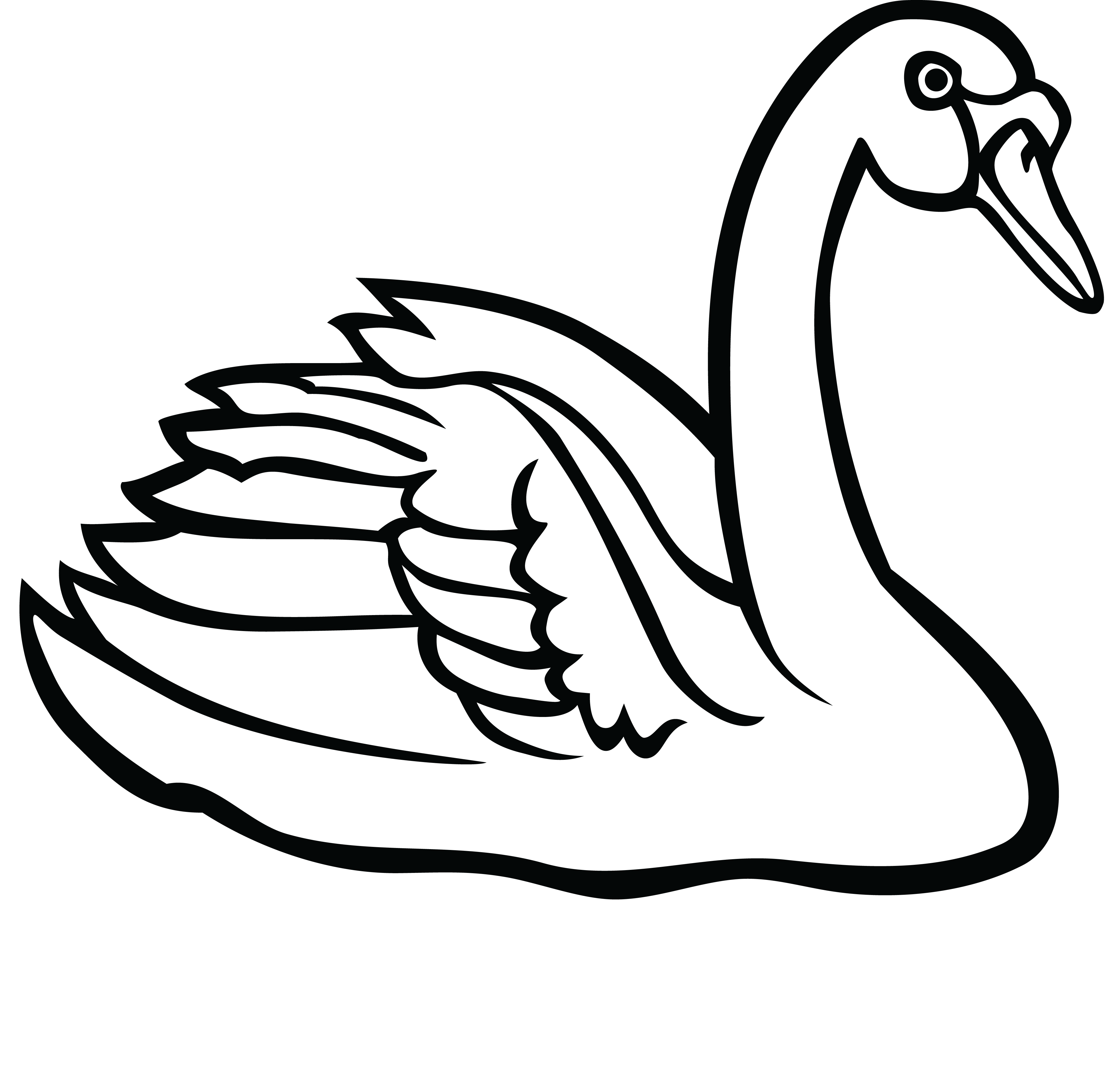 Free Clipart Of A Swan - Clip Art Black And White Swan (4000x3872)