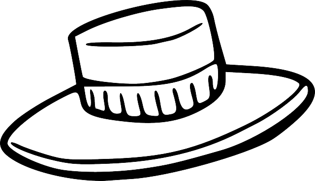 Top, Outline, Drawing, Lady, Girl, Sun, White - Clip Art Hat (640x369)