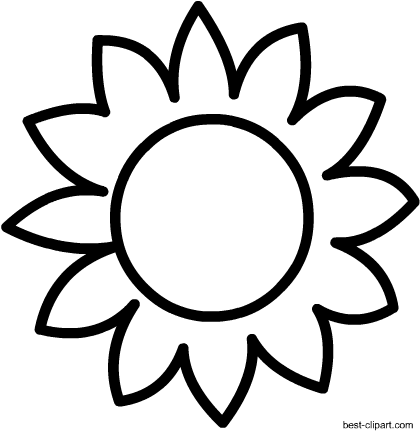 Black And White Sun Flower Clip Art - Sunflower Clipart Black And White (450x450)