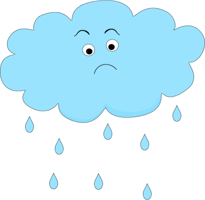 Rain Clip Art - Sad Rain Cloud Clipart (400x391)