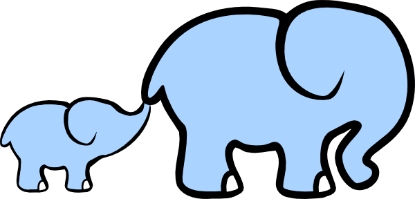 Baby Elephant And Adult Elephant Clip Art - Asian Elephant Clip Art (600x288)