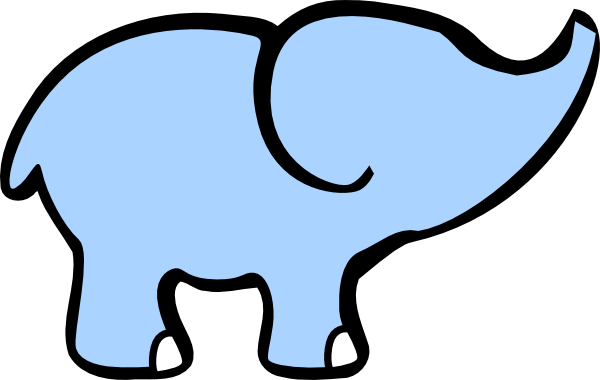 Baby Elephant And Adult Elephant Clip Art - Simple Cartoon Elephant -  (600x380) Png Clipart Download