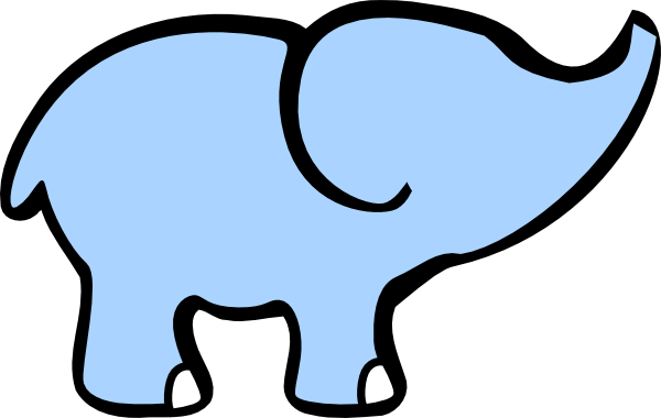 Baby Elephant And Adult Elephant Clip Art - Simple Cartoon Elephant (600x380)