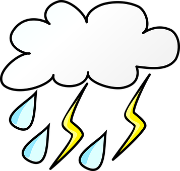 Weather, Symbols, Cloud, Thunderstorm - Stormy Weather Clip Art (357x340)