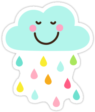 Cool Rain Drops Clip Art Cute Happy Cloud With Colorful - Happy Cloud Png (375x360)