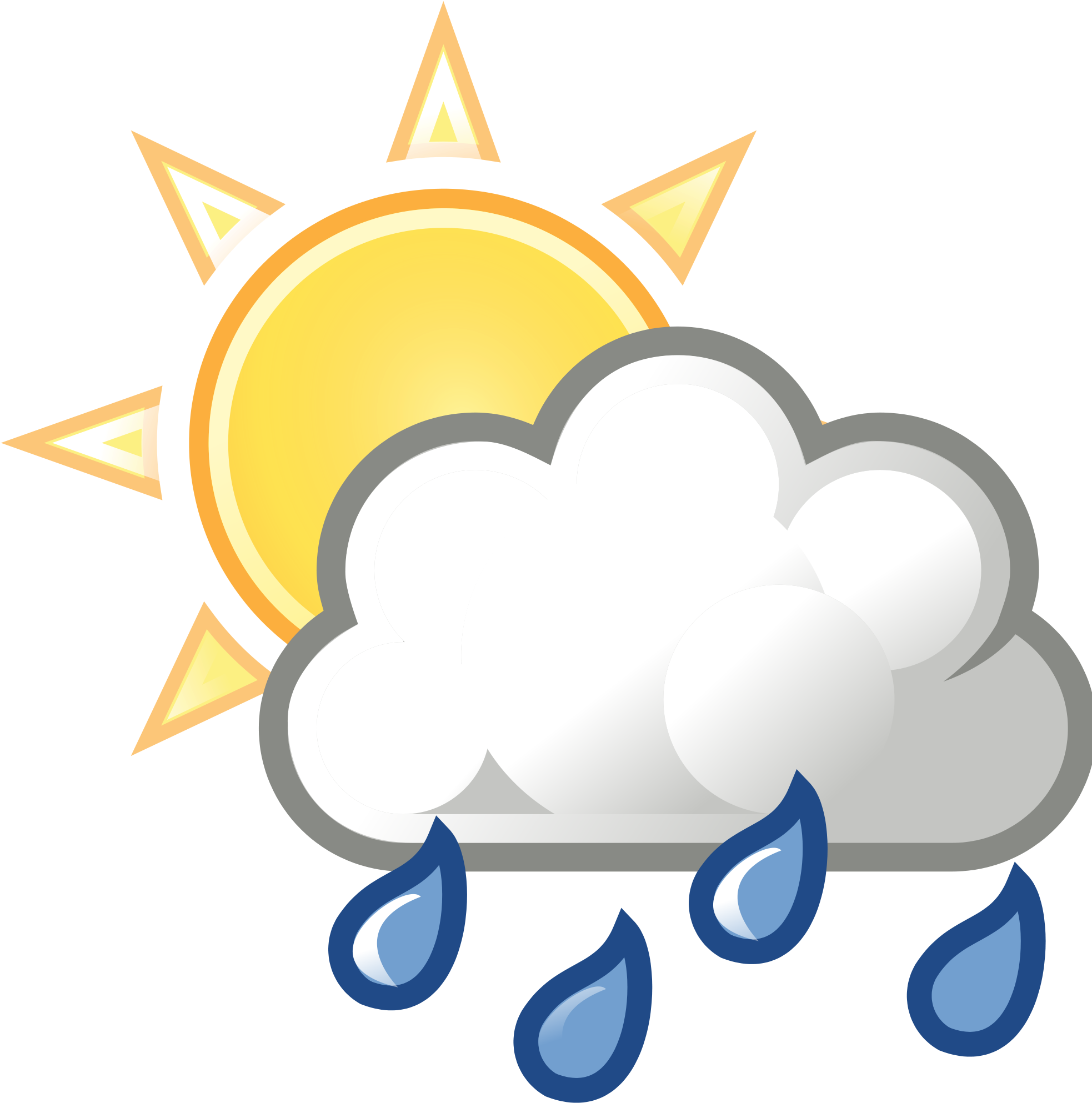 Rain Clipart Partly Cloudy - Mostly Cloudy With Showers (2000x2000)