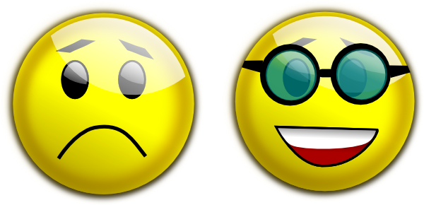 Sad Happy Face Clip Art - Happy Sad Clipart (800x385)