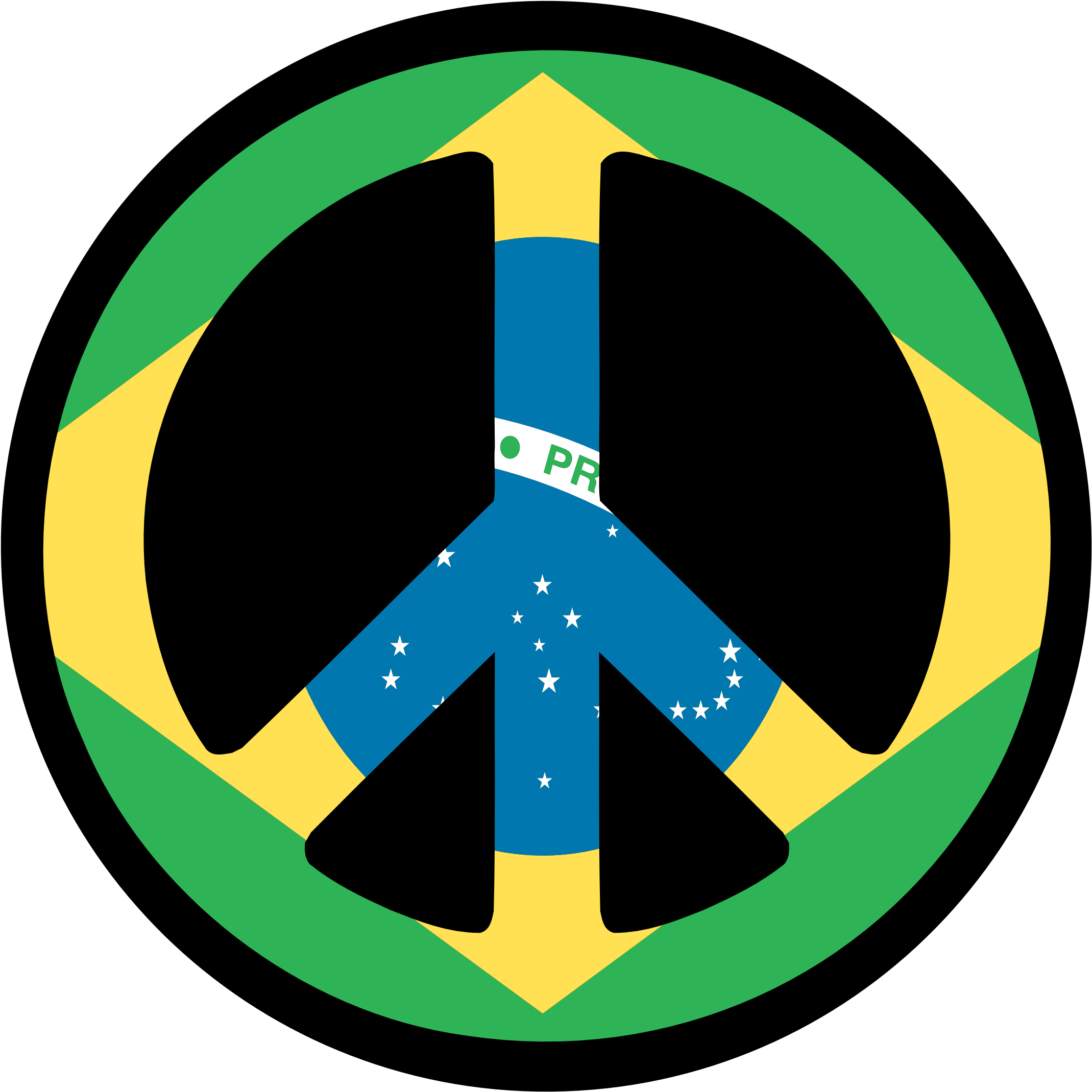 Brazilian Flag Vector - Peace Symbol (2222x2222)