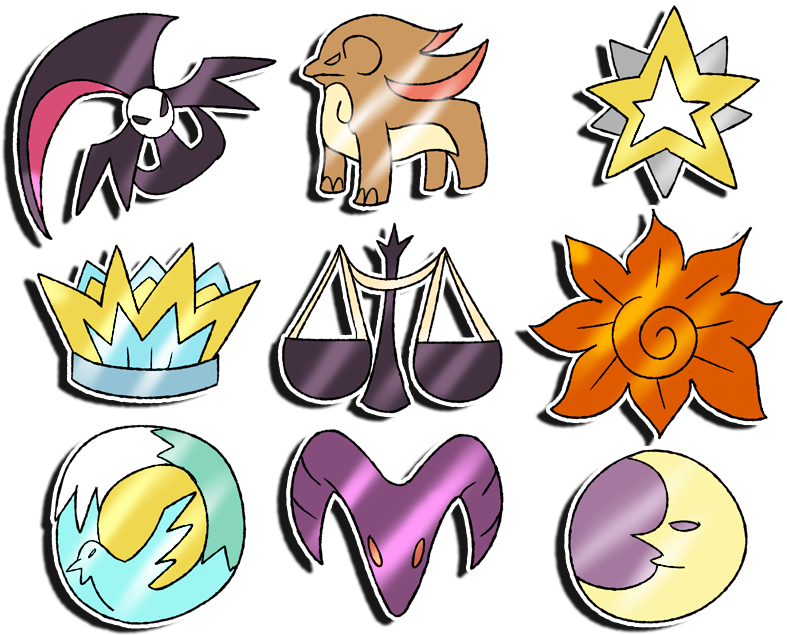 Pokemon Dusk And Dawn Badges Set 1 By Phatmon66 On - Pokemon Fake Badges (800x709)